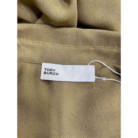 Tory Burch Georgette Green Viscose Shirt Size 10 - Picture 4 of 5